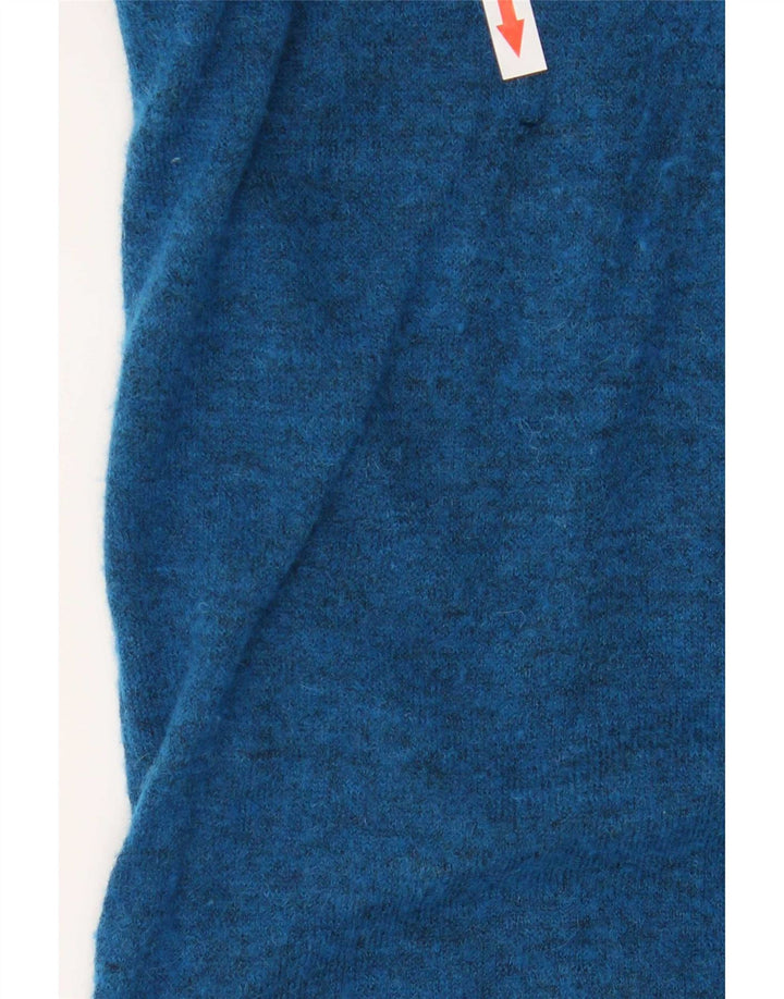Suéter cardigã feminino grande da Zara Reino Unido 10 nylon manchado azul pequeno