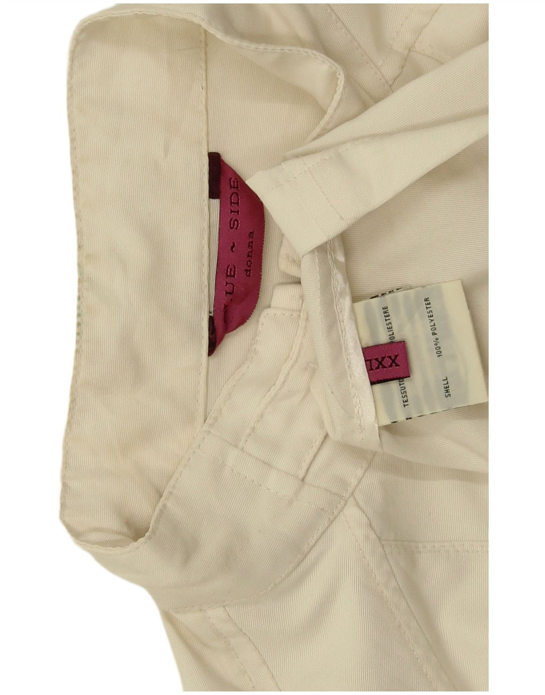 Jaqueta bomber feminina lateral azul poliéster branco UK 20 2XL