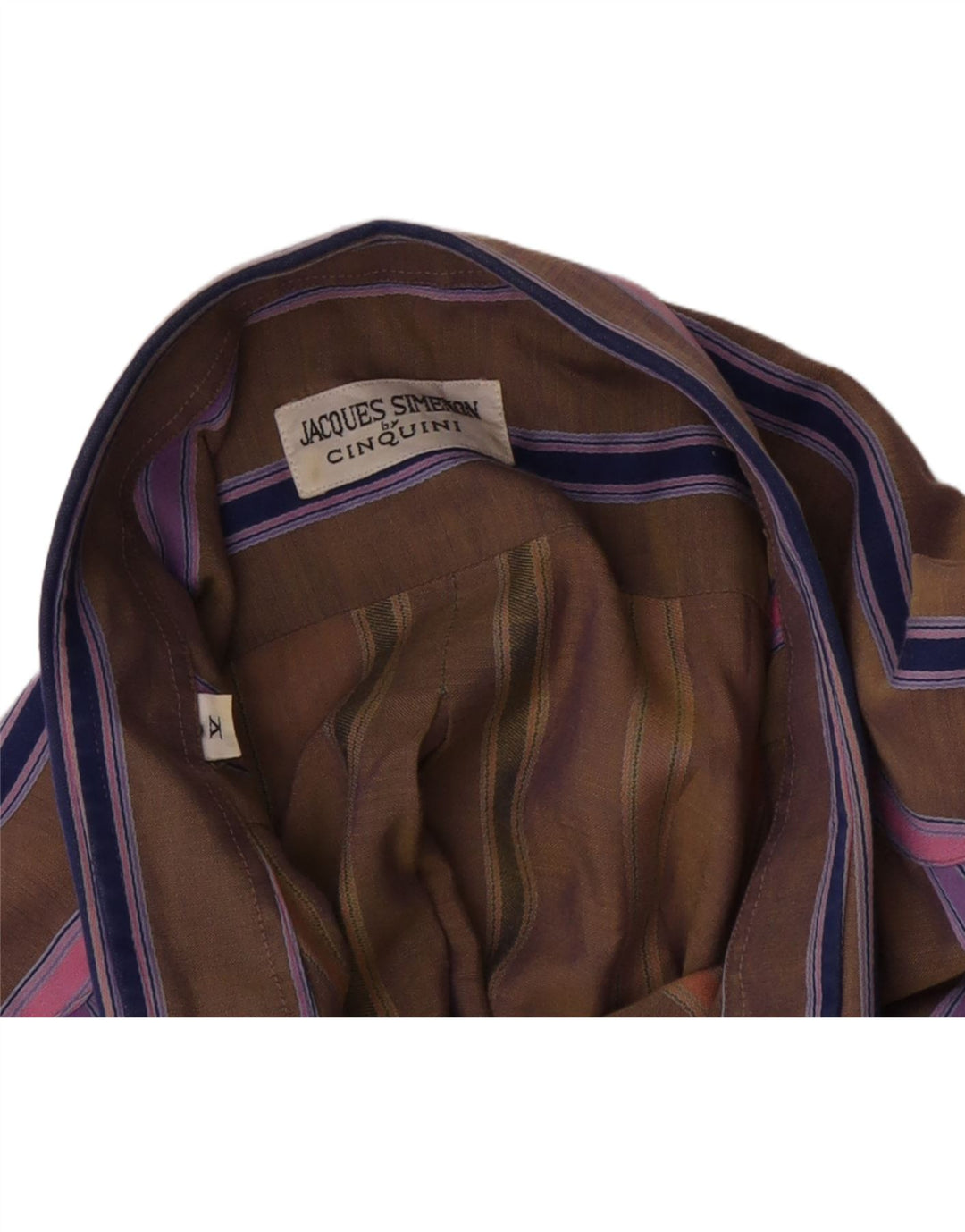 Camisa masculina vintage de manga curta grande listrada marrom