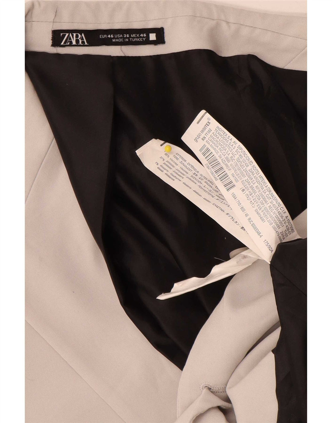 Jaqueta blazer masculina Zara com 2 botões EU 46 pequena cinza viscose clássica