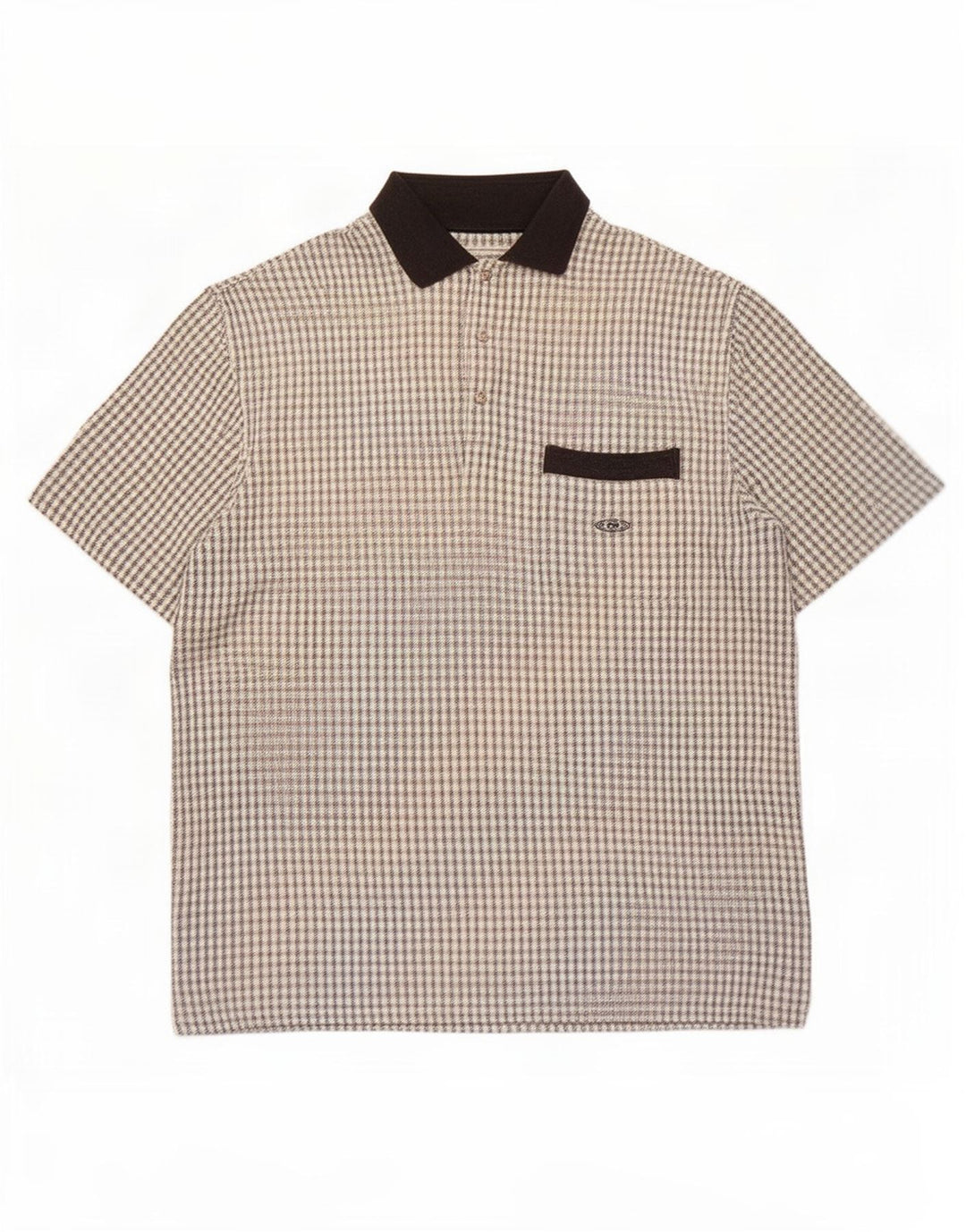 Camisa pulôver masculina de manga curta Cotton Republic grande xadrez branco