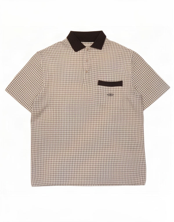 Cotton Republic Mens Short Sleeve Pullover Shirt Large White Check