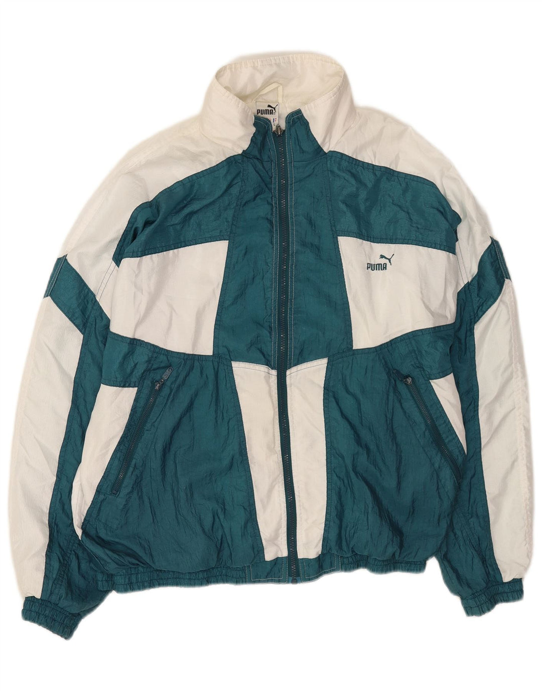 Jaqueta masculina Puma Loose Fit agasalho grande verde colorblock poliamida