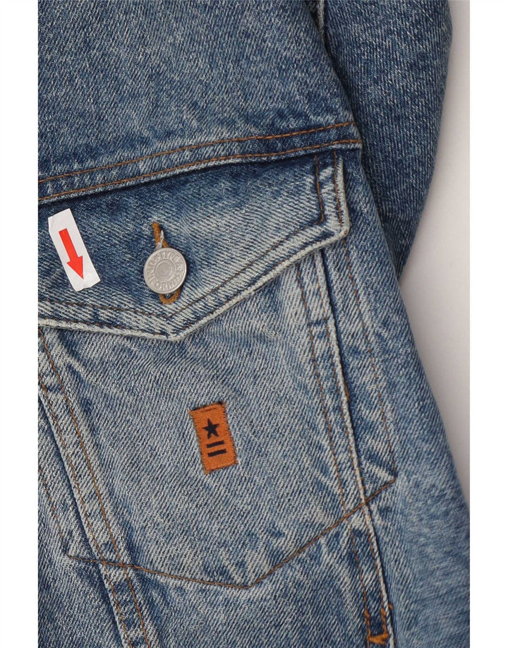 Jaqueta jeans masculina uniforme Reino Unido 38 algodão azul médio