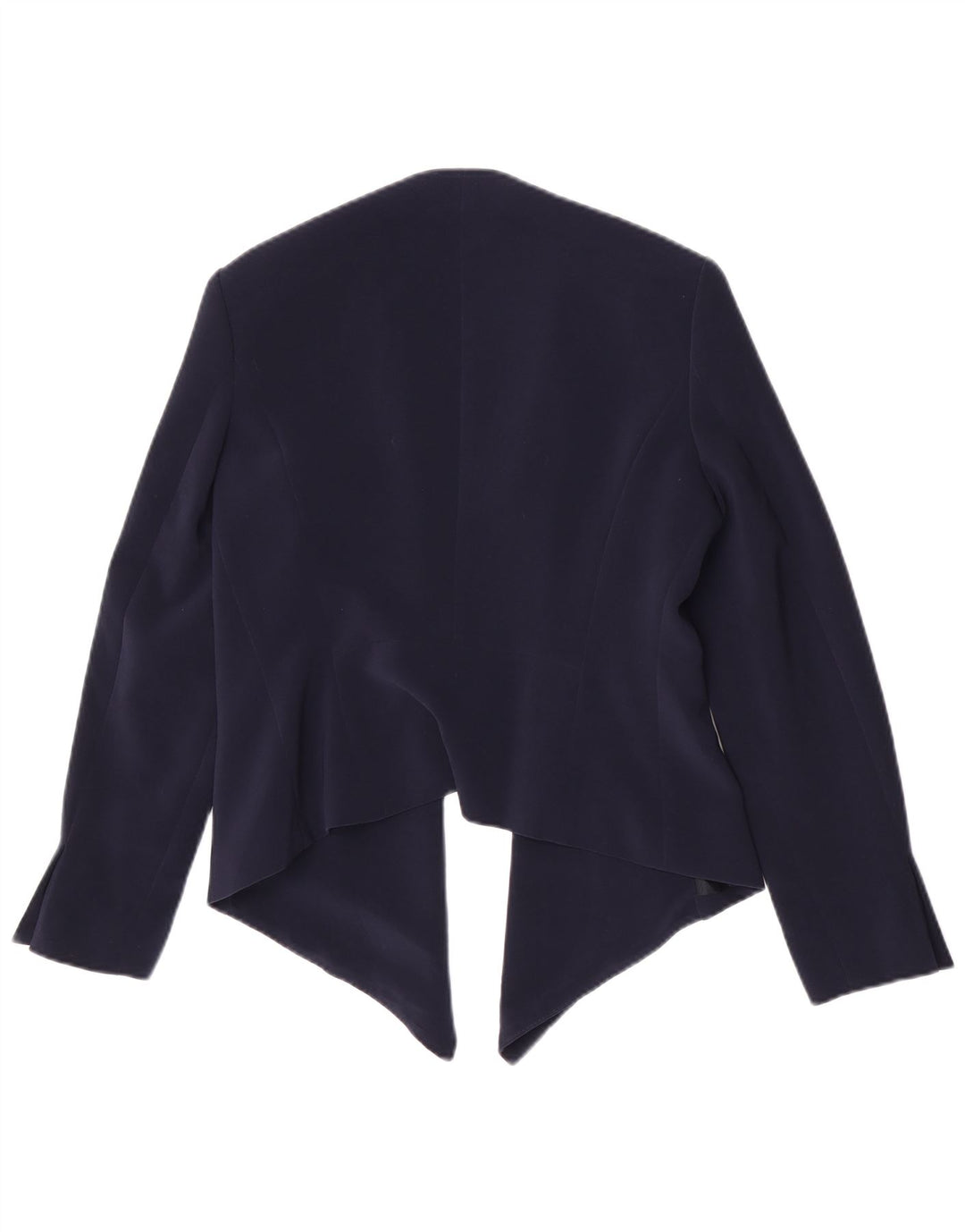 Jaqueta Zara Womens Open Blazer Reino Unido 14 Grande Poliéster Azul Marinho