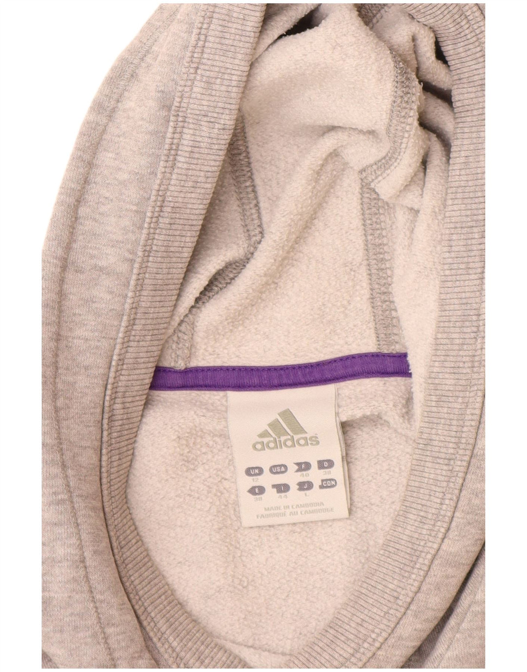 Jumper com capuz gráfico feminino Adidas UK 12 cinza médio