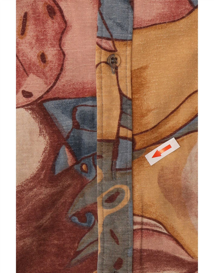 Camisa vintage masculina com estampa abstrata média multicolorida