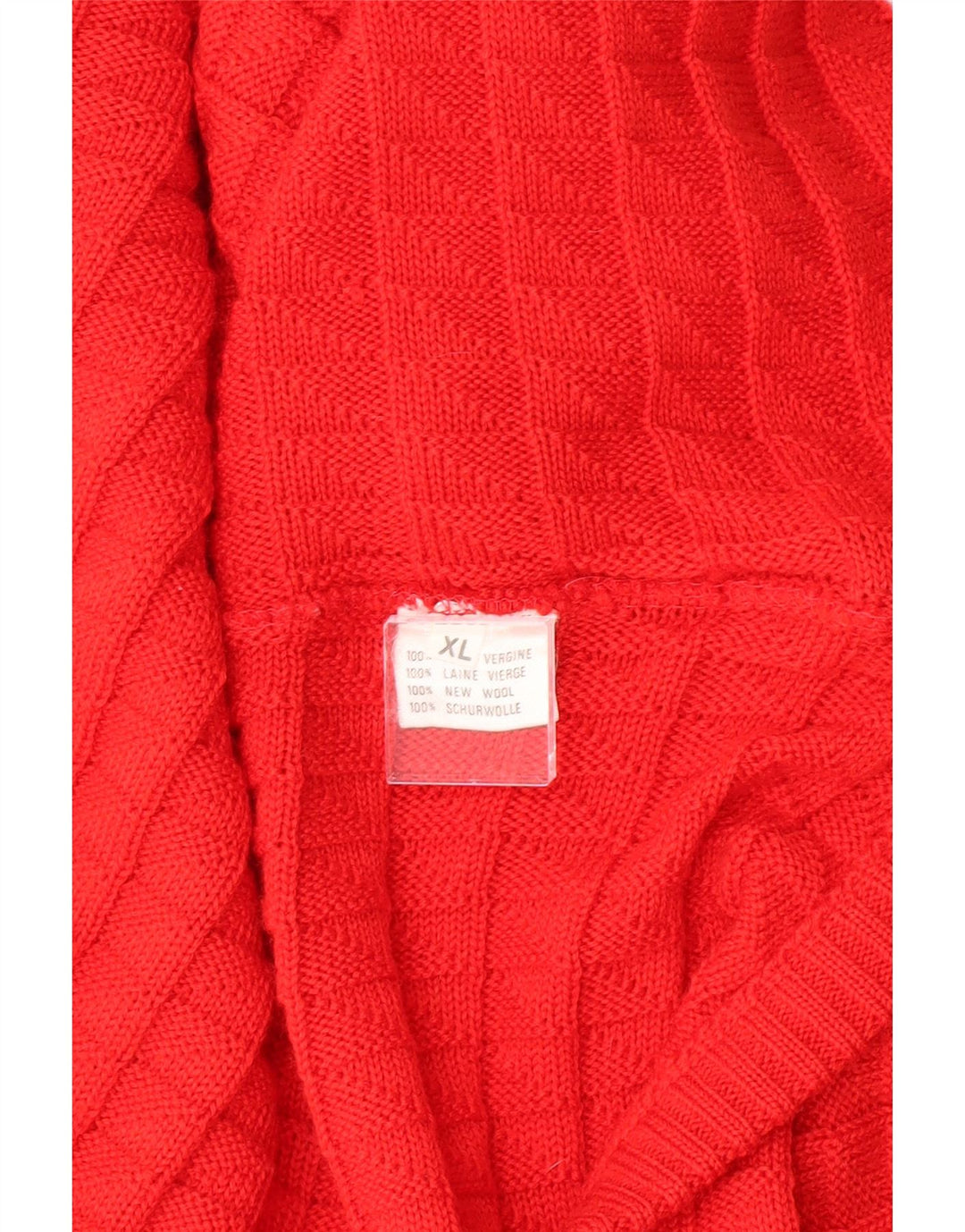Suéter masculino VINTAGE com decote em V XL lã virgem vermelha