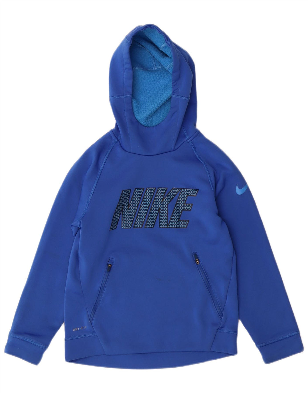 NIKE Meninos Dri Fit Graphic Hoodie Jumper 8-9 Anos Pequeno Azul Poliéster