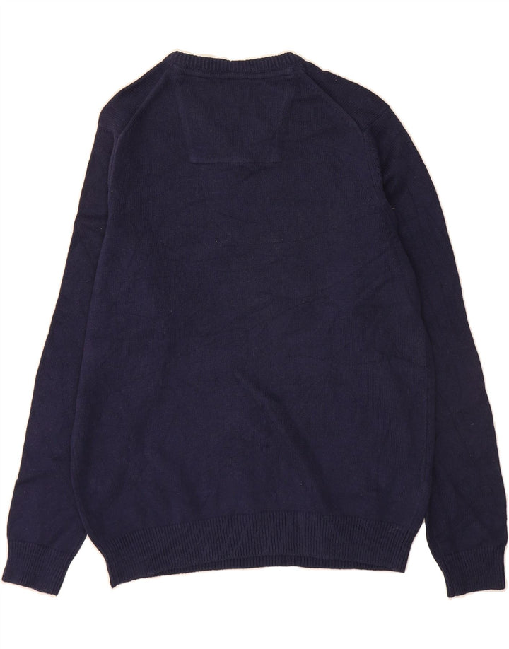 IZOD Mens V-Neck Jumper Sweater Large Navy Blue Cotton Vintage Izod and Second-Hand Izod from Messina Hembry 