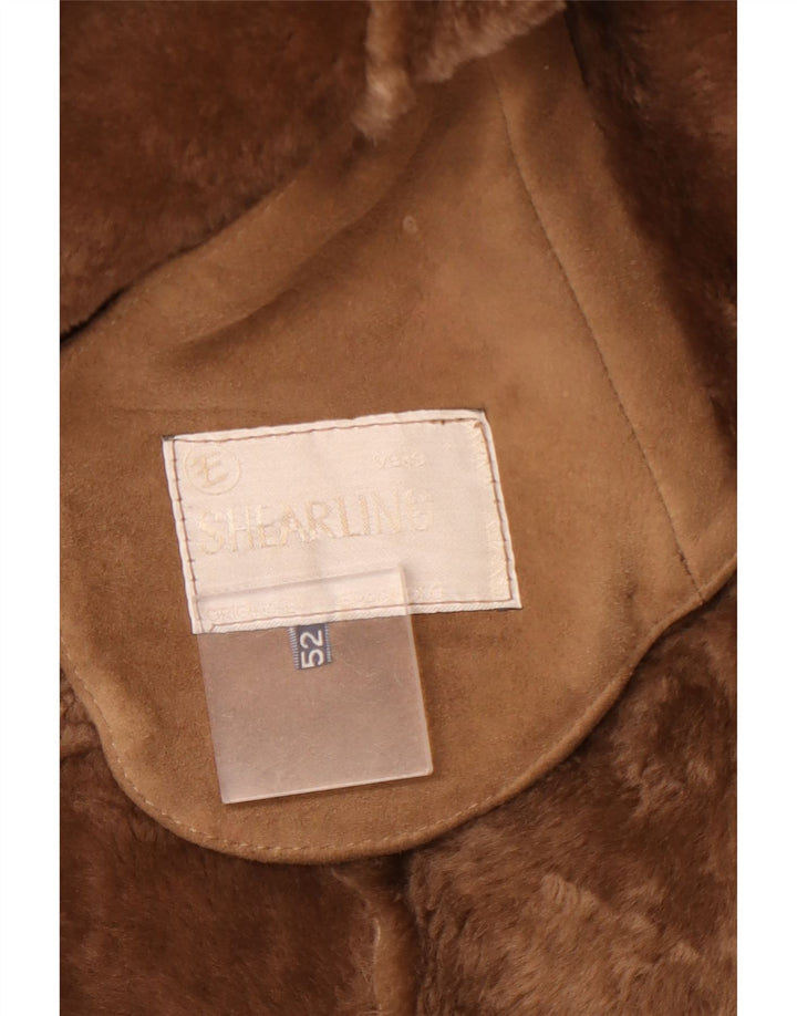 Casaco feminino VINTAGE de shearling IT 52 2XL marrom shearling