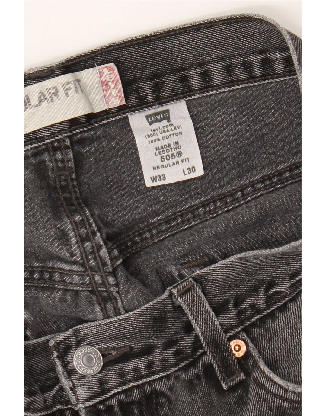 Calça jeans masculina Levi's 505 Regular Fit Straight W33 L30 Cinza Algodão