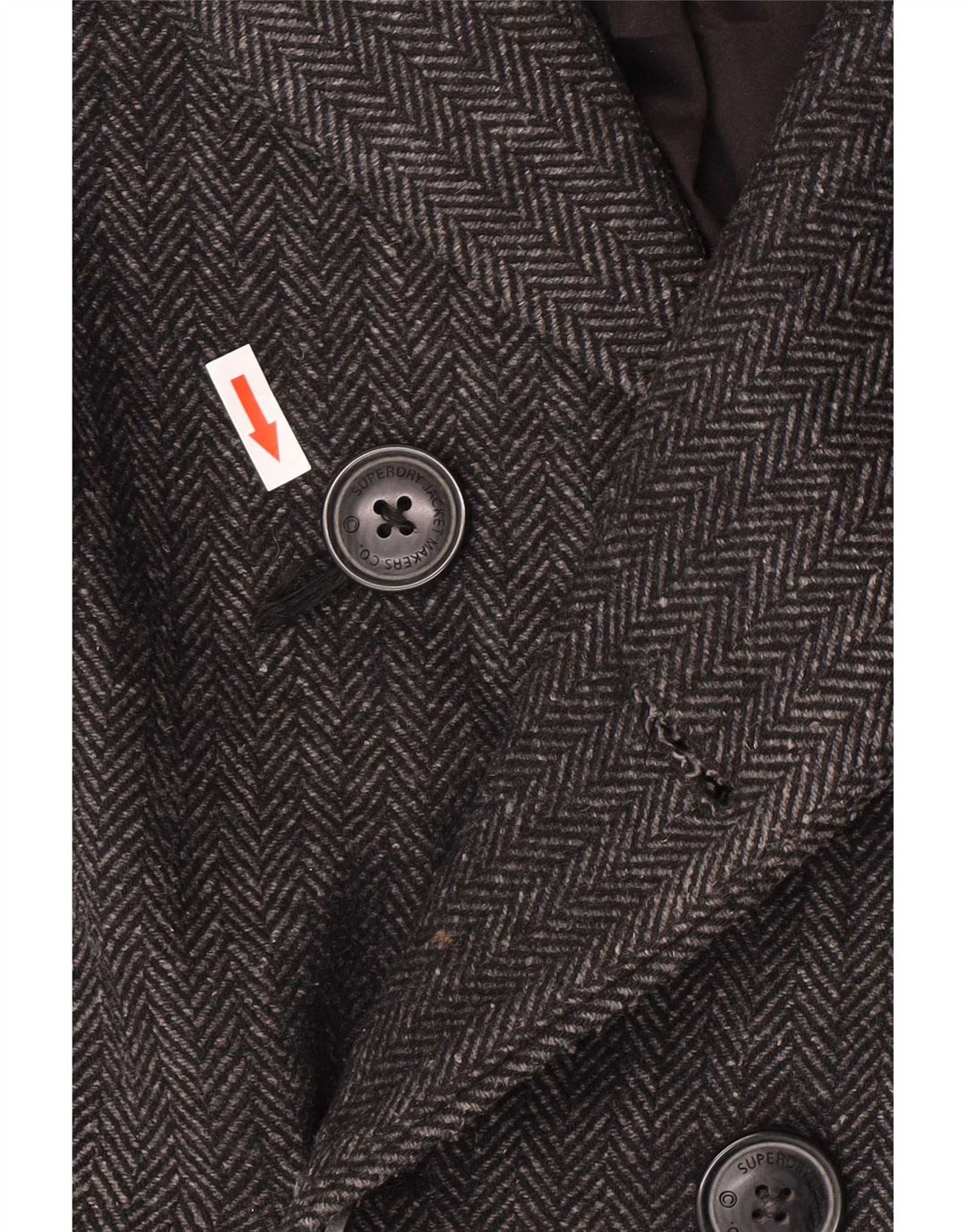 Superdry Mens Pea Coat UK 40 Grande Cinza Espinha de Lã Clássico