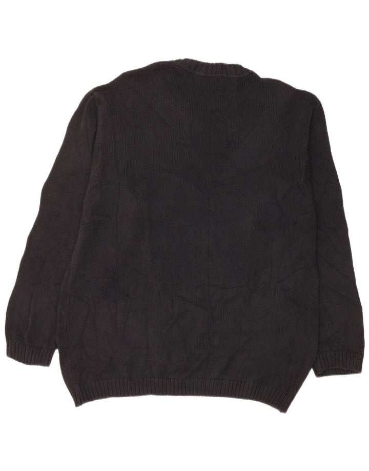 Suéter masculino Marks & Spencer com gola redonda, grande algodão preto