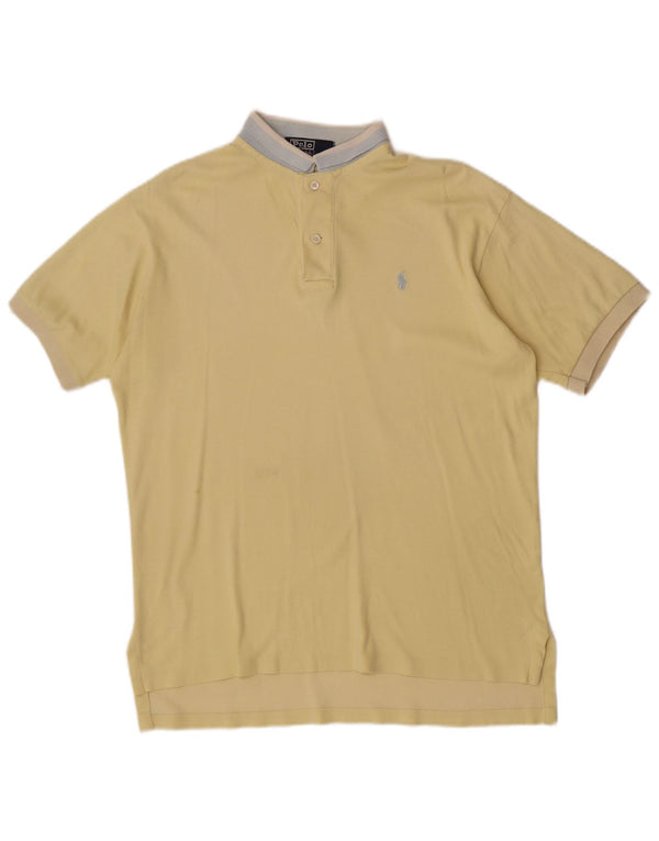 Polo Ralph Lauren Camisa masculina grande de algodão amarelo colorblock