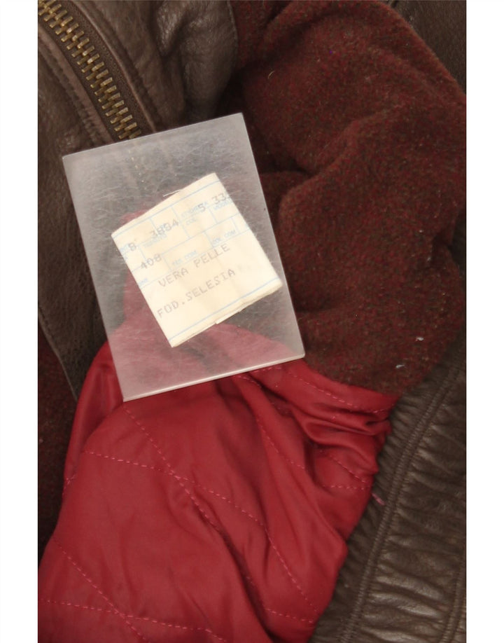 Jaqueta de couro bomber masculina vintage EU 52 XL couro marrom