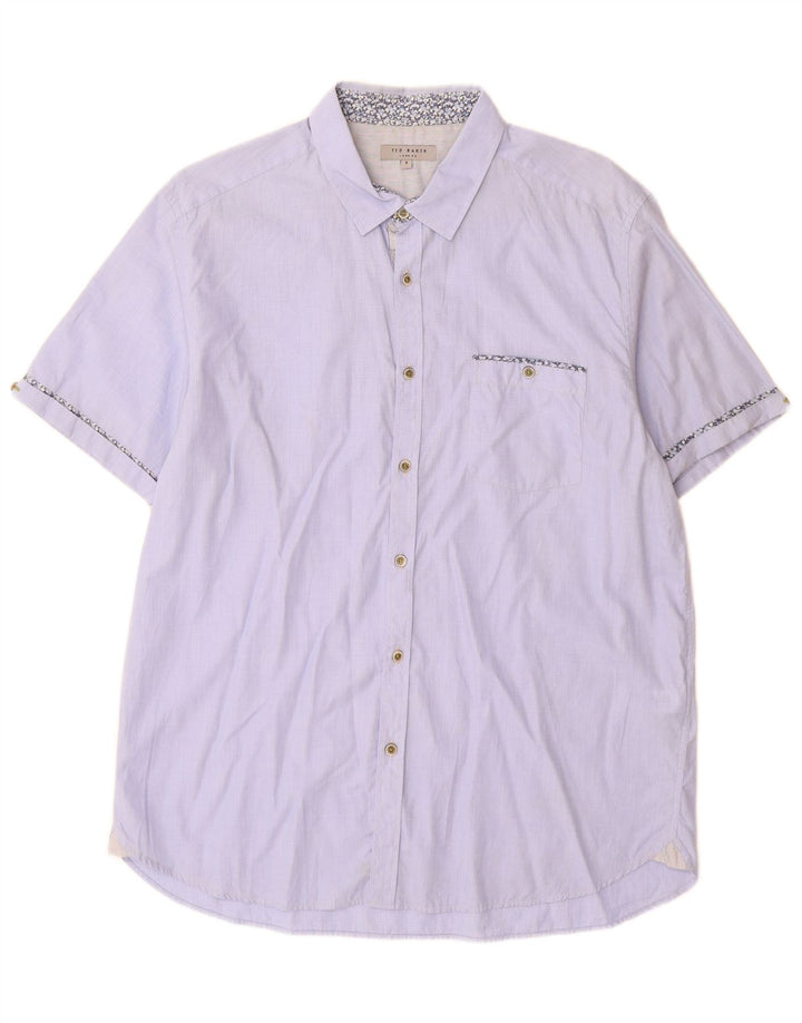 Camisa masculina de manga curta Ted Baker tamanho 5 XL algodão azul