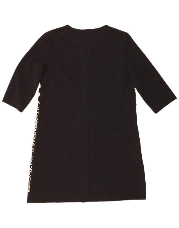 Vestido feminino Zara manga 3/4, Reino Unido 16, grande, preto, poliéster