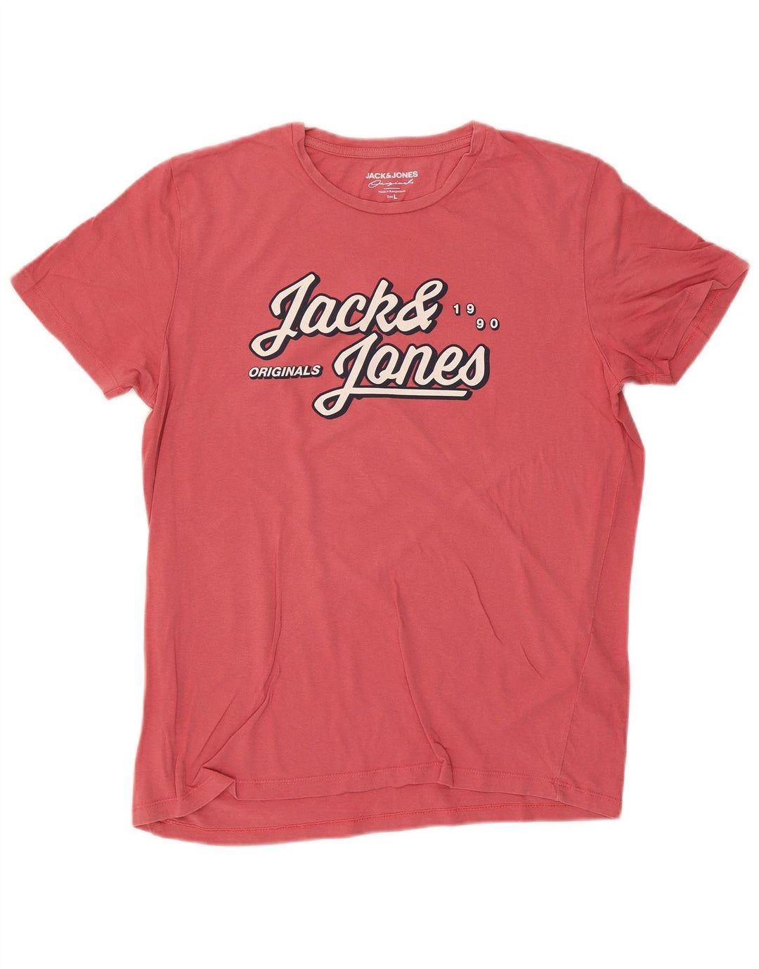 Camiseta gráfica masculina Jack & Jones grande algodão rosa