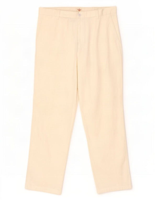 Dockers Mens Straight Chino Calças W36 L32 Off White Cotton