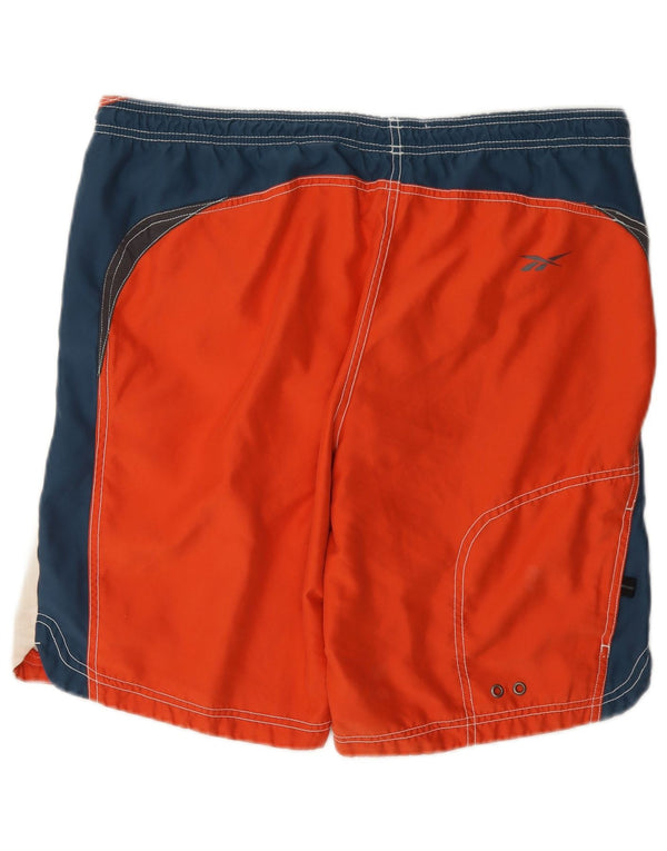Shorts de natação masculinos Reebok Graphic médio laranja colorblock poliéster