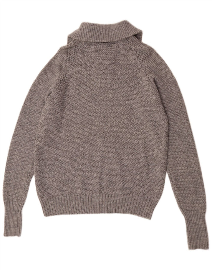Suéter masculino Bergans com zíper e gola XL lã Merino cinza