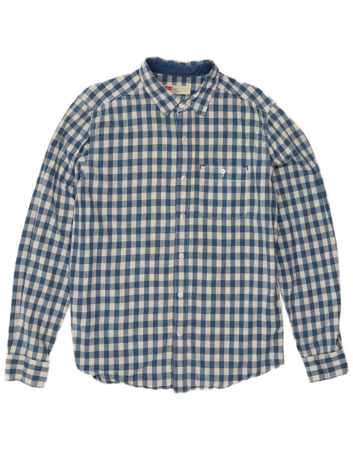 Camisa masculina Levi's Standard Fit de algodão guingão azul médio
