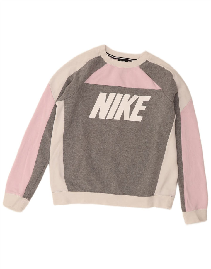 Nike feminino gráfico moletom jumper UK 14 médio rosa colorblock