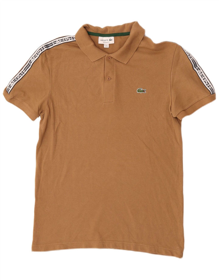 Camisa polo masculina Lacoste Graphic Regular Fit tamanho 4 bloco colorido marrom médio