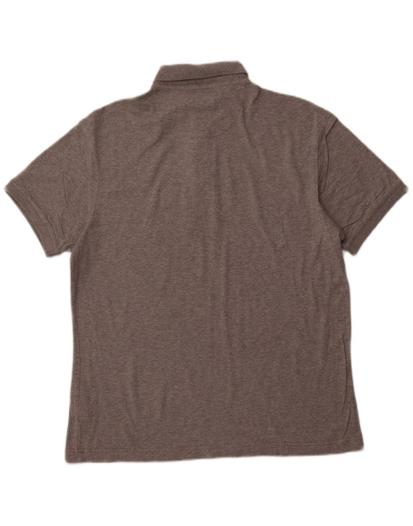 BARBOUR Mens Polo Shirt Large Grey Flecked Cotton