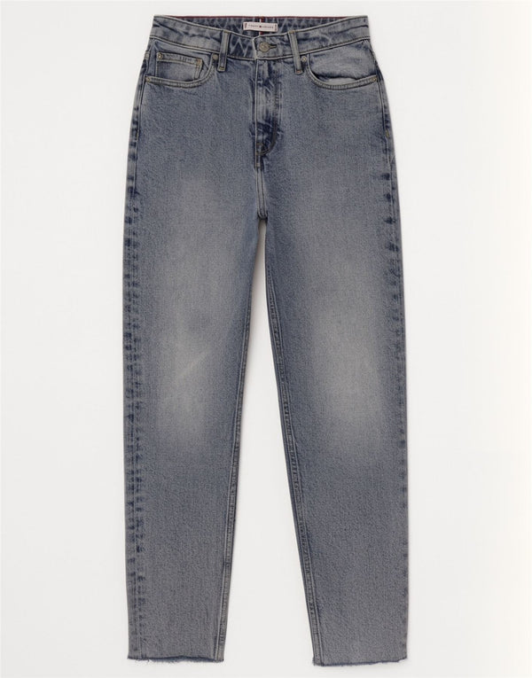 Tommy Hilfiger Calça jeans feminina cintura alta solta ajuste cônico W26 L28 azul