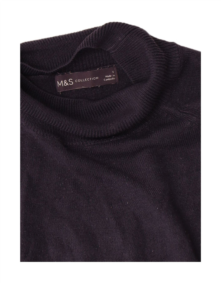Suéter feminino Marks & Spencer com gola tartaruga Reino Unido 10 pequeno azul marinho