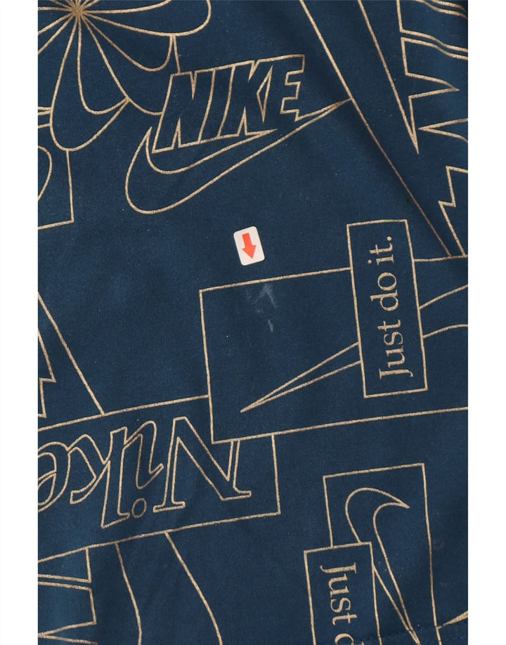 Camiseta Nike masculina gráfica top pequeno algodão azul marinho