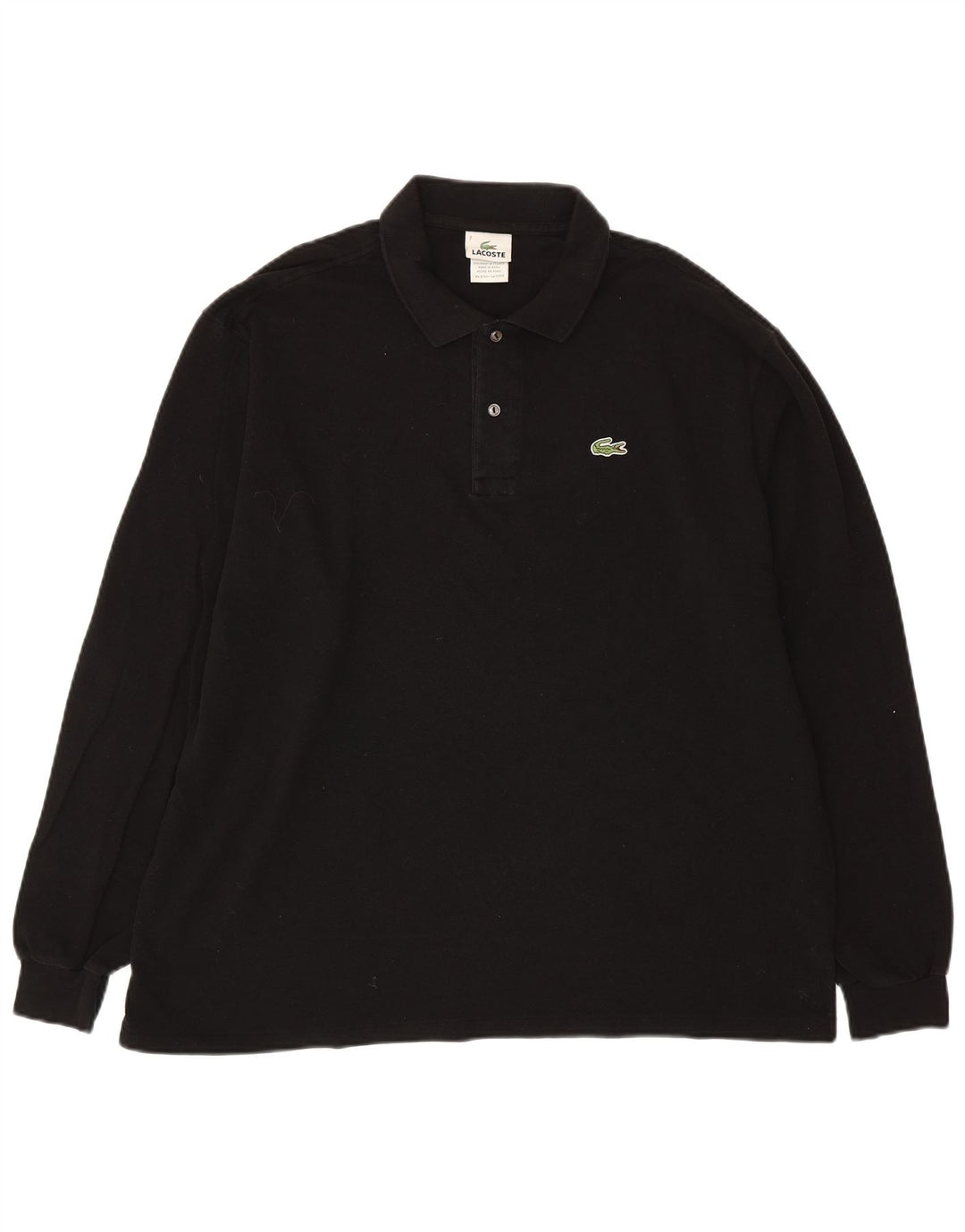 Camisa polo masculina de manga comprida LACOSTE tamanho 7 2XL algodão preto