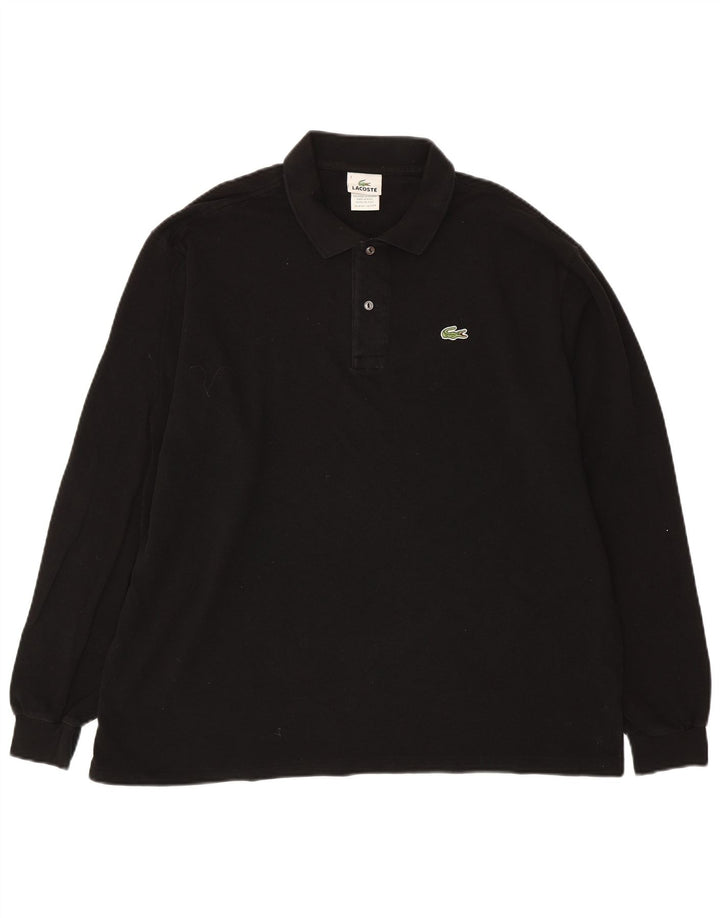 Camisa polo masculina de manga comprida LACOSTE tamanho 7 2XL algodão preto