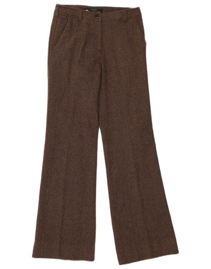 Max Mara terno de fim de semana feminino de 2 peças Reino Unido 8 pequeno W28 L33 espinha de peixe marrom