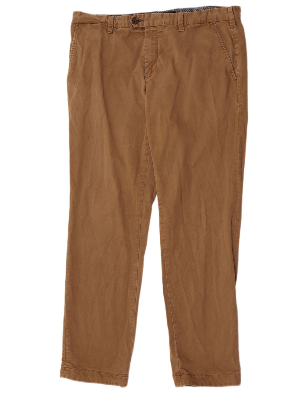 Calça masculina de terno reto Ted Baker W36 L31 algodão bege