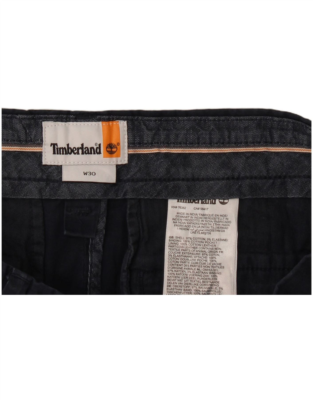 Timberland Mens Chino Shorts W30 Médio Algodão Azul Marinho
