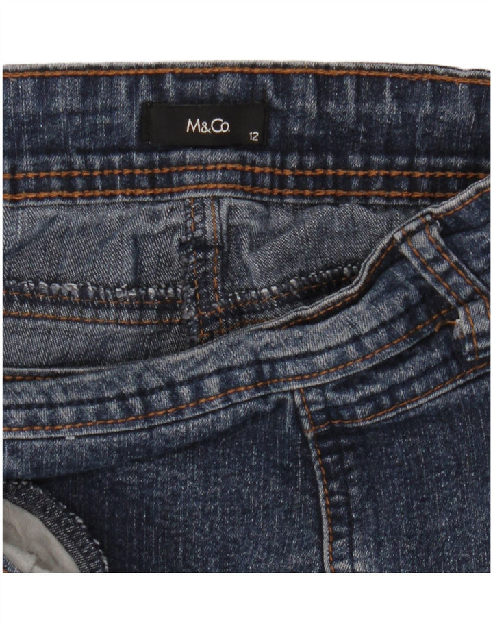 Bermuda jeans feminina M&Co UK 12 médio W32 algodão azul