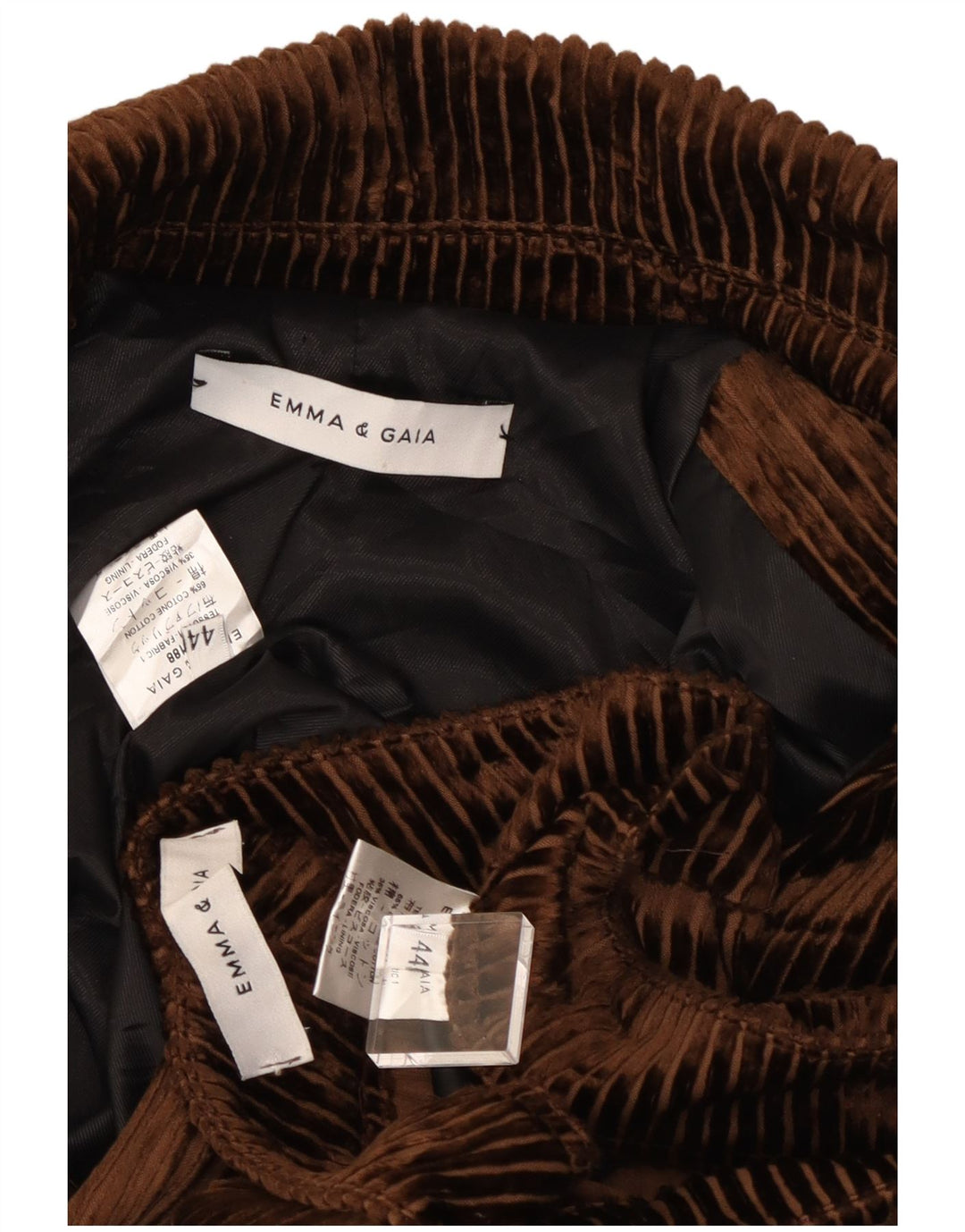 EMMA & GAIA terno feminino de veludo cotelê de 2 peças IT 44 médio W28 L28 marrom
