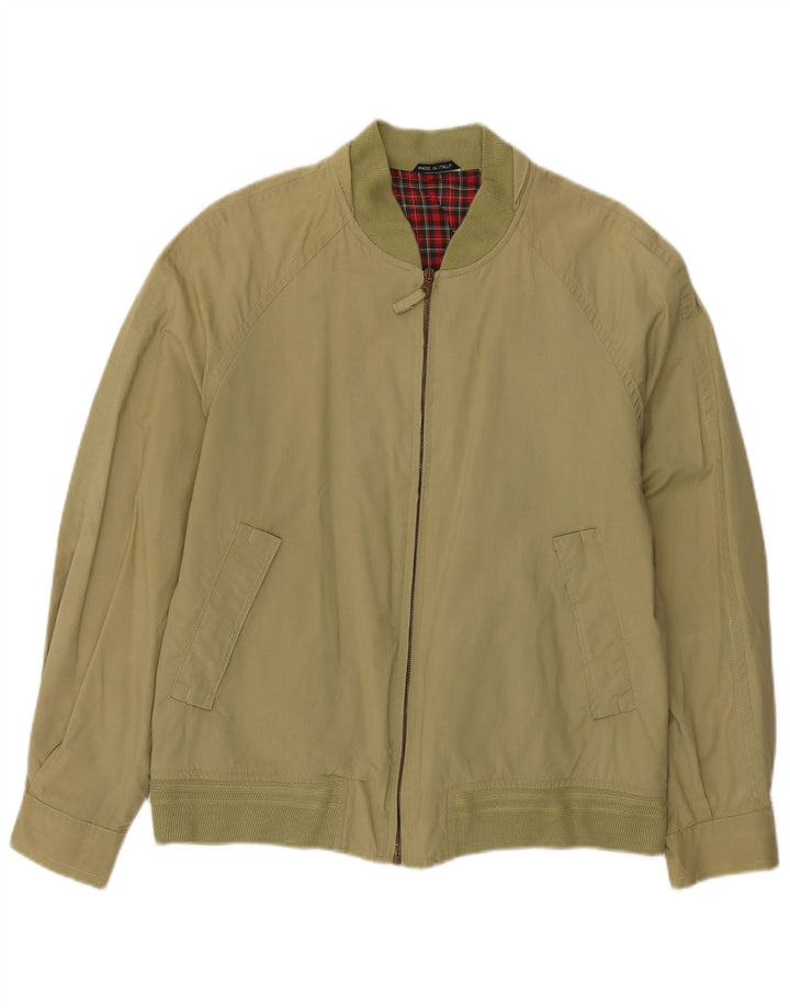 Jaqueta bomber masculina com folhas verdes IT 48 algodão cáqui médio