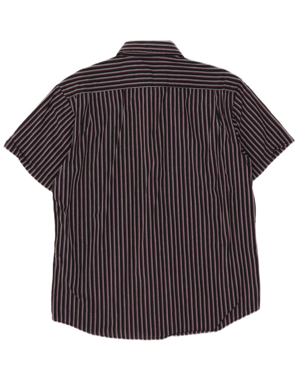 Camisa masculina de manga curta Ben Sherman grande algodão listrado preto