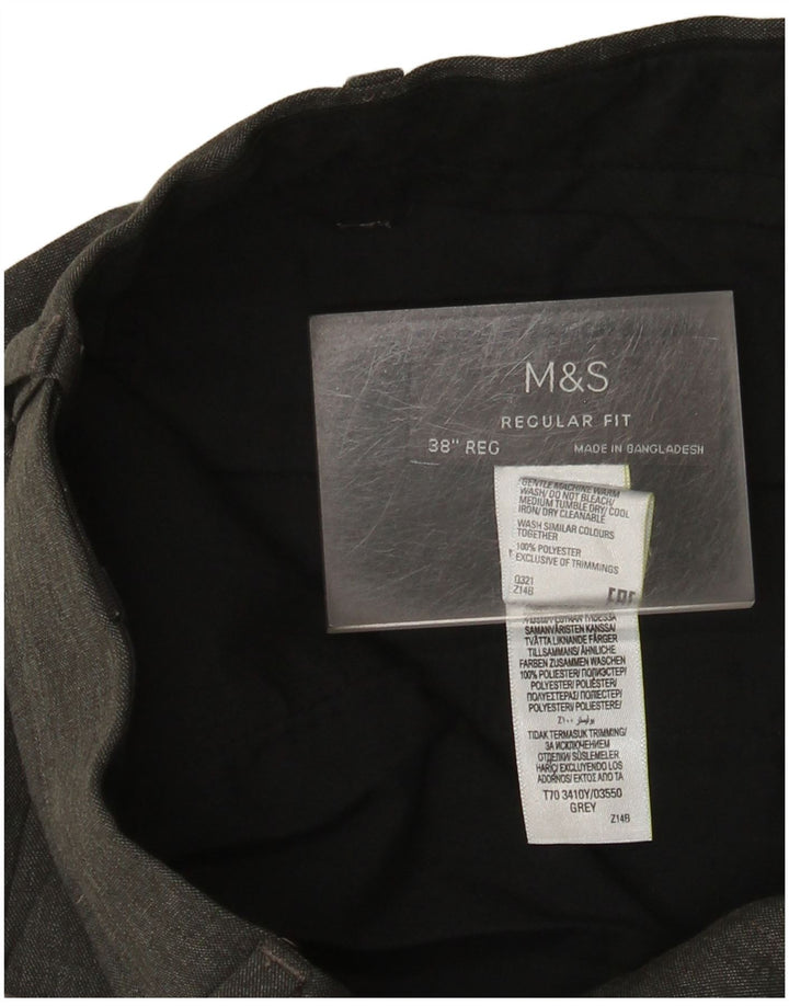 Calça masculina Marks & Spencer reta regular fit W38 L31 cinza