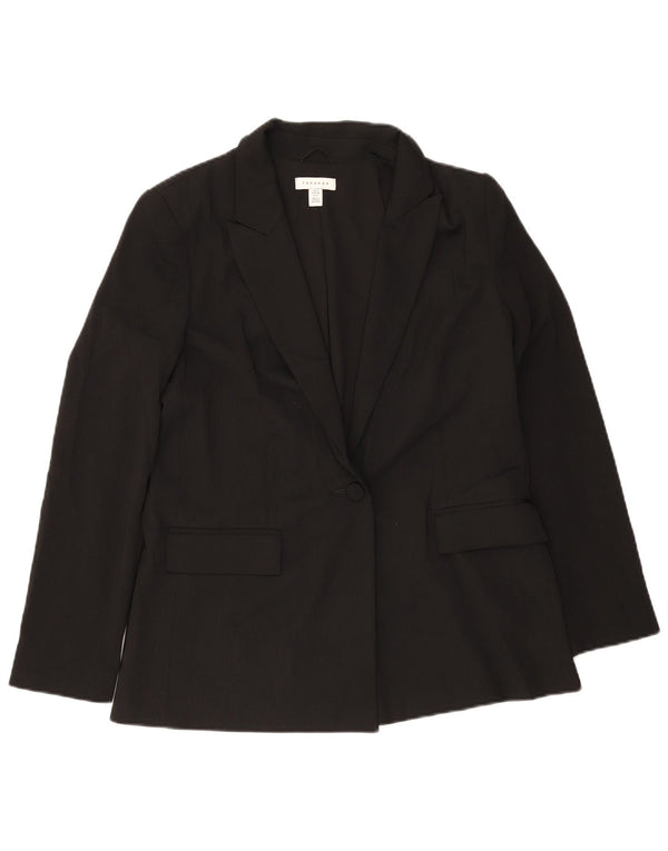 Jaqueta blazer feminina Topshop com 1 botão Reino Unido 10 poliéster preto pequeno