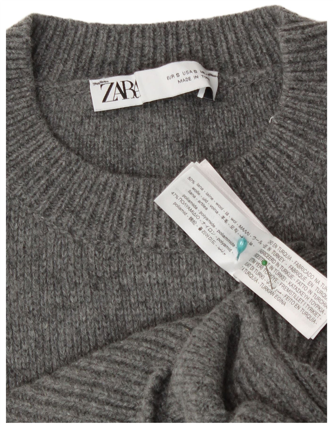 Regata feminina Zara com colete curto Reino Unido 10 pequena lã cinza