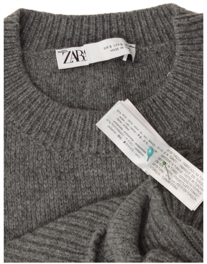 Regata feminina Zara com colete curto Reino Unido 10 pequena lã cinza