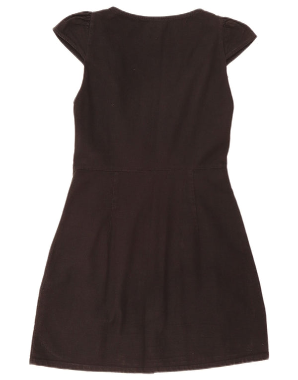 Vestido camisa feminino Zara Reino Unido 8 pequeno algodão preto