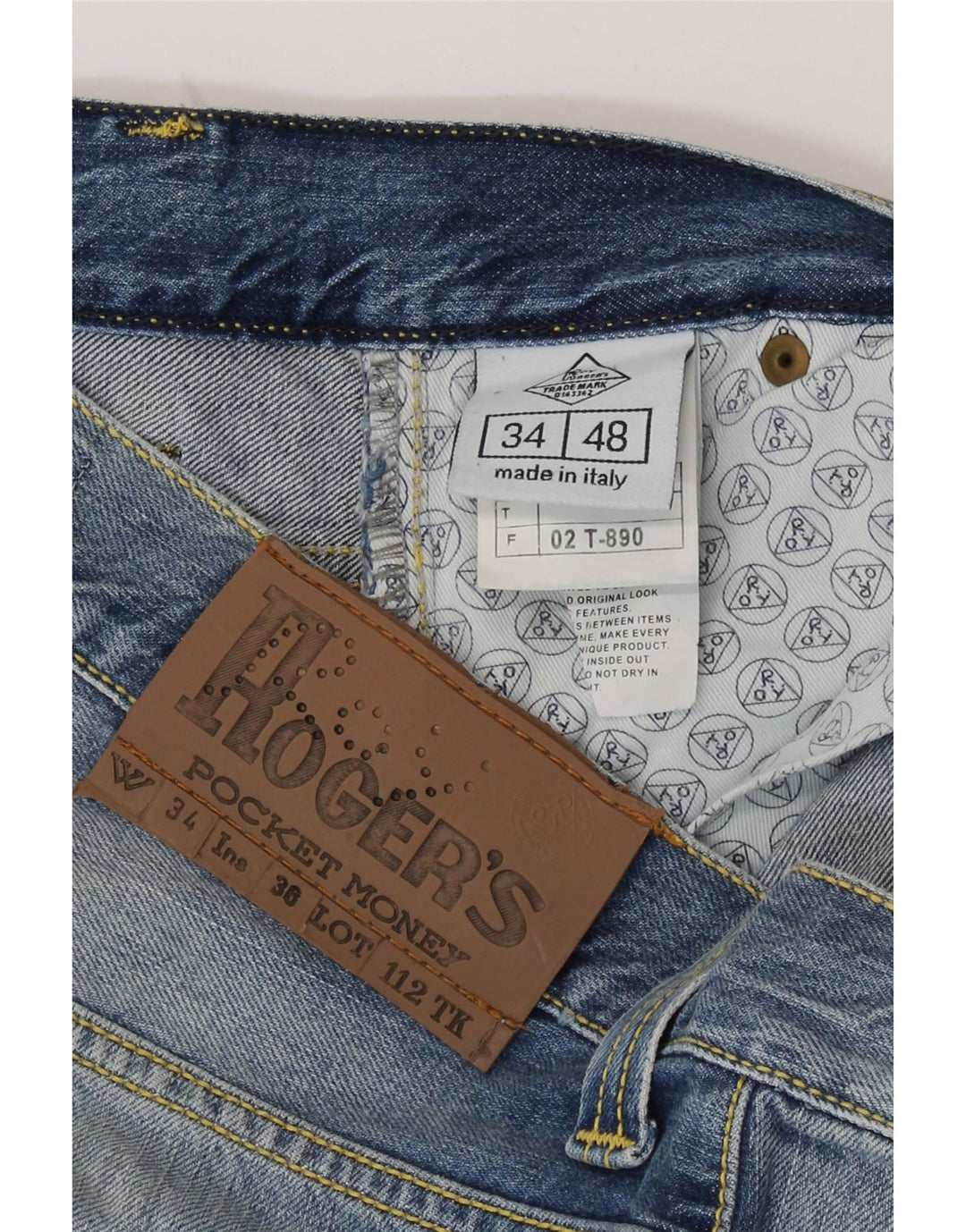 Roy Rogers Mens Straight Jeans IT 48 Médio W34 L35 Azul Algodão
