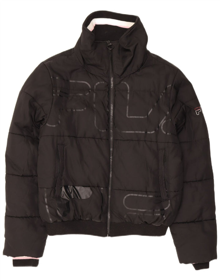 Jaqueta feminina Fila Graphic Oversized acolchoada UK 10 pequena poliéster preto