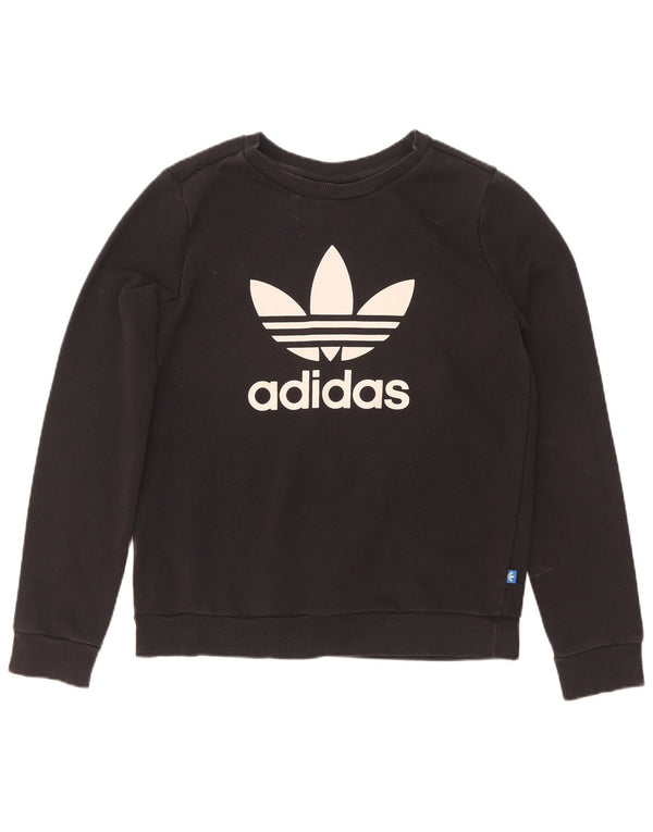 Adidas feminino gráfico moletom jumper reino unido 12 médio preto algodão